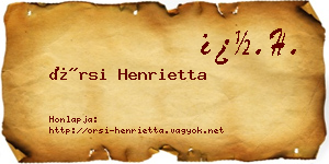 Örsi Henrietta névjegykártya